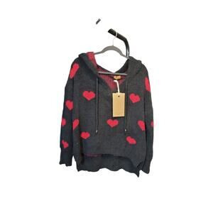 POL Clothing heart print hooded sweater